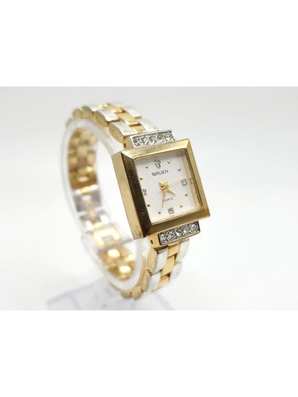 Gruen GR7984 Watch Women 20mm New Battery Reversible Band Gold And Two-Tone